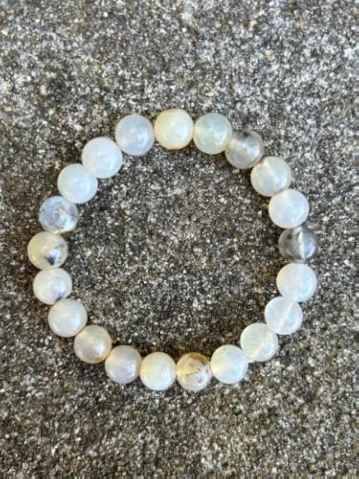 Natural Rutilated Agate 8mm Round Bead Stretchable Bracelet, Unisex